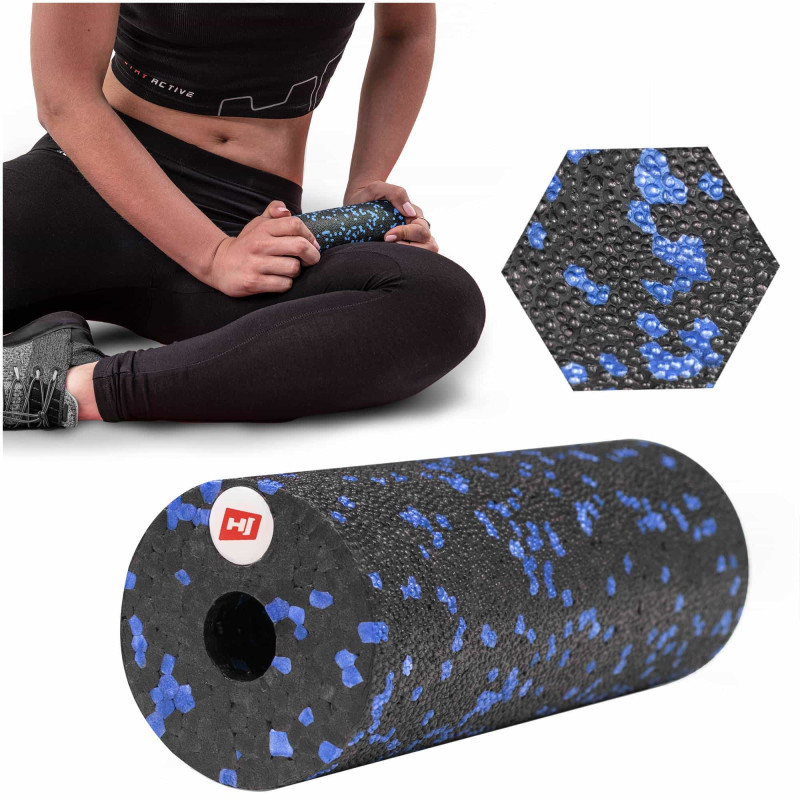 Мини массажный ролик (валик, роллер) Hop-Sport EPP 15см HS-P015YG черно-синий