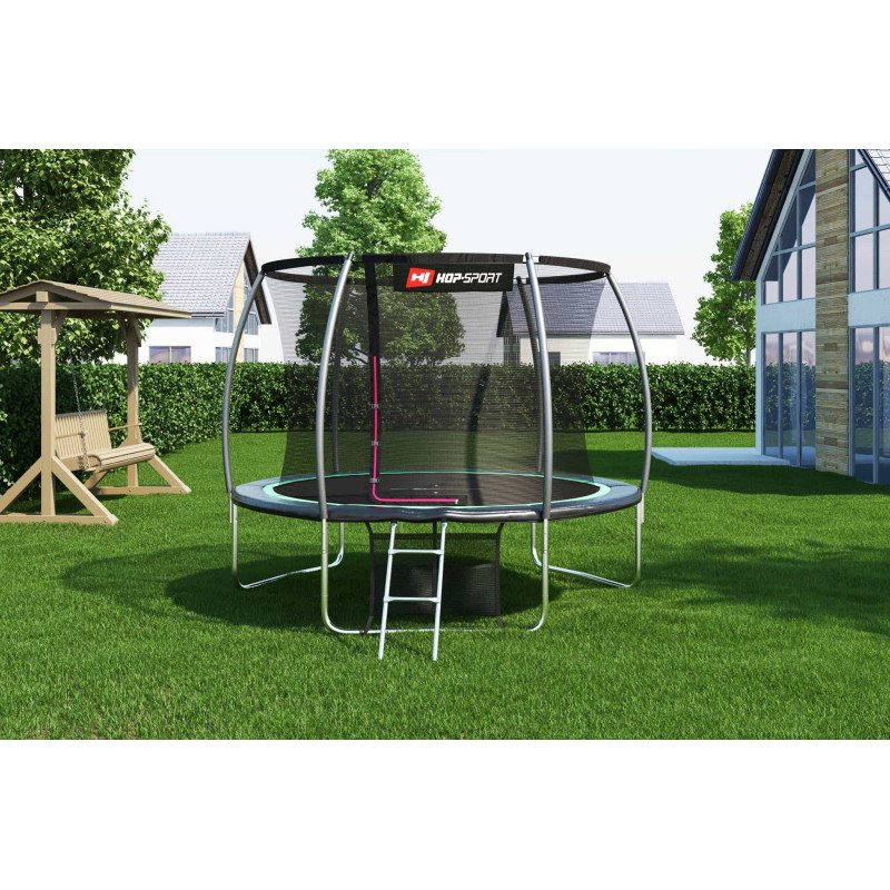 Батут Hop-Sport Premium 10ft (305см) черно-зеленый с внутренней сеткой
