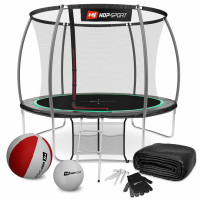 Батут Hop-Sport Premium 10ft (305см) черно-зеленый с внутренней сеткой