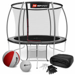 Батут Hop-Sport Premium 10ft (305см) черно-серый с внутренней сеткой