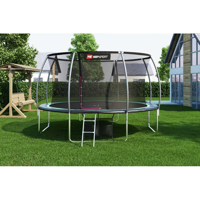 Батут Hop-Sport Premium 14ft (427см) черно-зеленый с внутренней сеткой