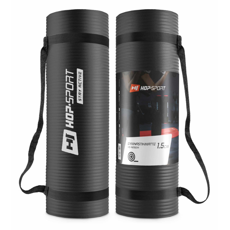 Мат для фитнеса и йоги Hop-Sport HS-N015GM 1,5см черный