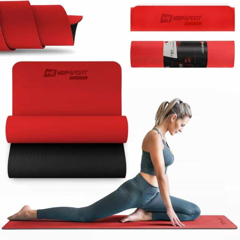Мат для фитнеса и йоги Hop-Sport TPE 0,6см HS-T006GM красный