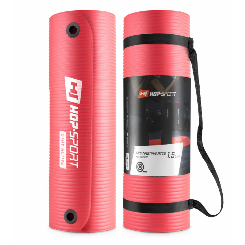 Мат для фитнеса и йоги с отверстиями Hop-Sport HS-N015GM 1,5см красный