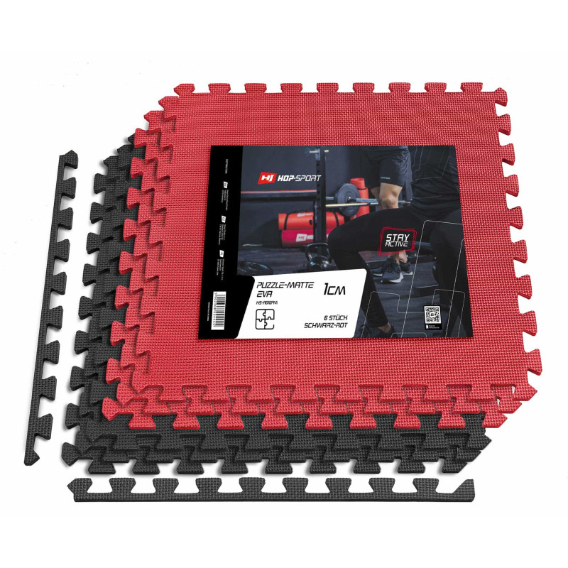 Мат-пазл з 6 частин Hop-Sport A010PM EVA 1 см Black/Red