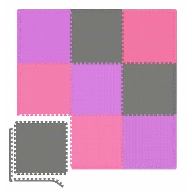 Мат-пазл з 9 частин Hop-Sport A010PM EVA 1 см Gray/Violet/Pink