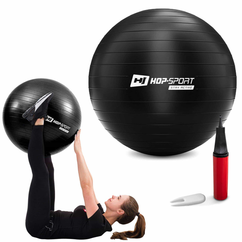 Фітбол Hop-Sport 55 см Black з насосом