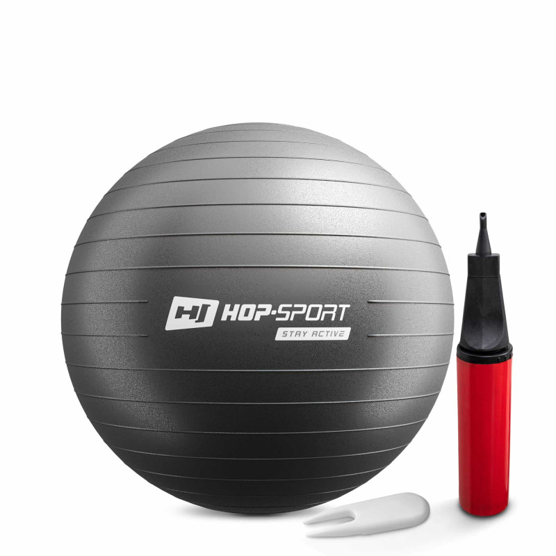 Фітбол Hop-Sport 55 см Black з насосом