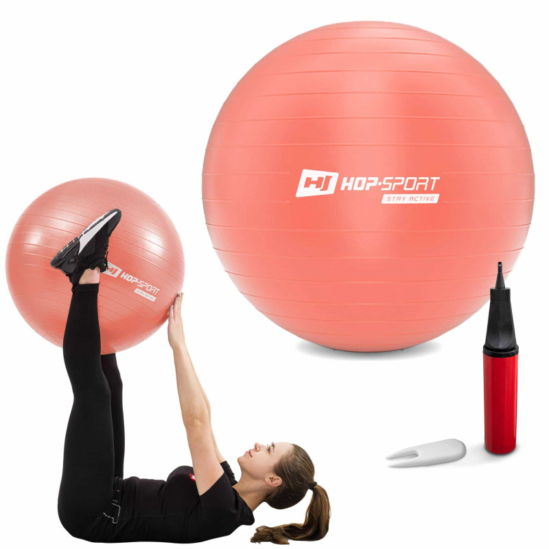 Фітбол Hop-Sport 55 см Light Pink з насосом
