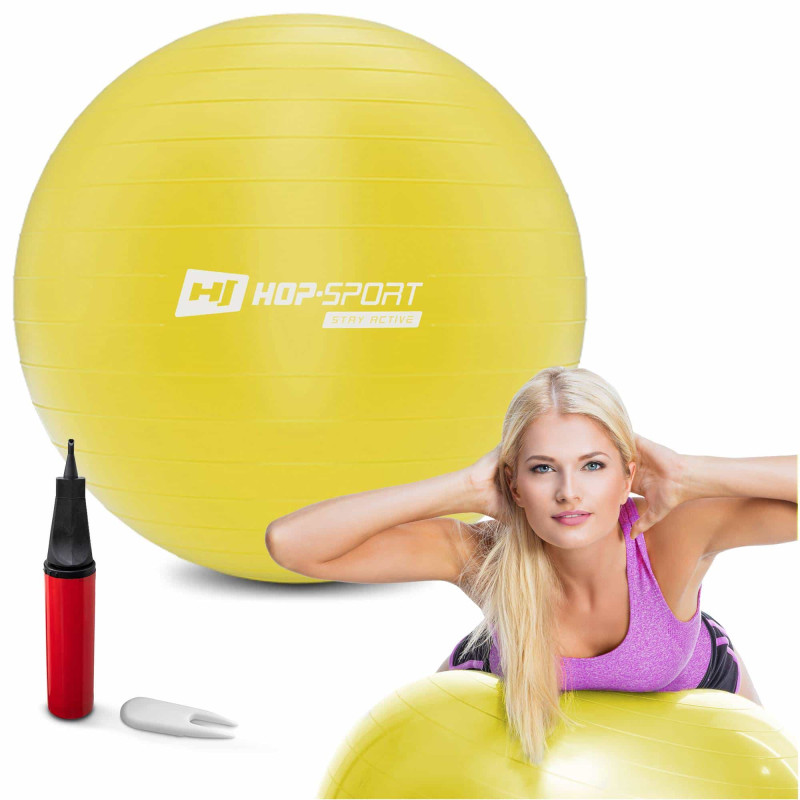 Фітбол Hop-Sport 55 см Yellow з насосом