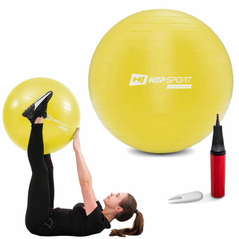 Фітбол Hop-Sport 55 см Yellow з насосом