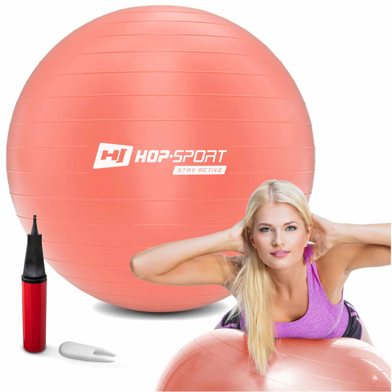 Фітбол Hop-Sport 75 см Light Pink з насосом