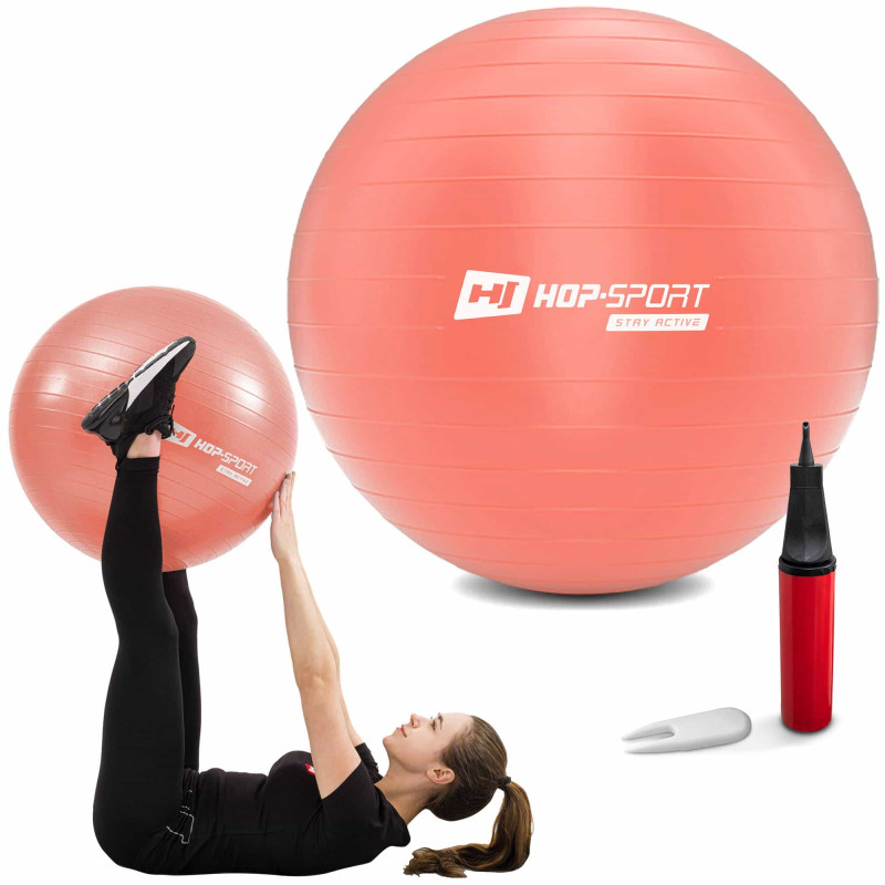 Фітбол Hop-Sport 75 см Light Pink з насосом