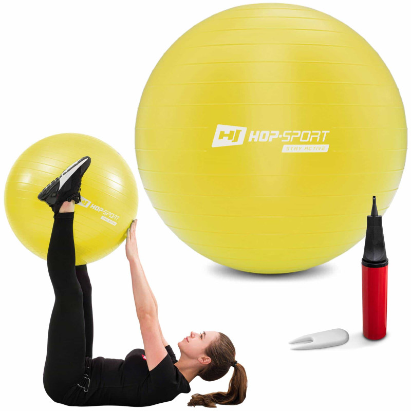 Фітбол Hop-Sport 75 см Yellow з насосом