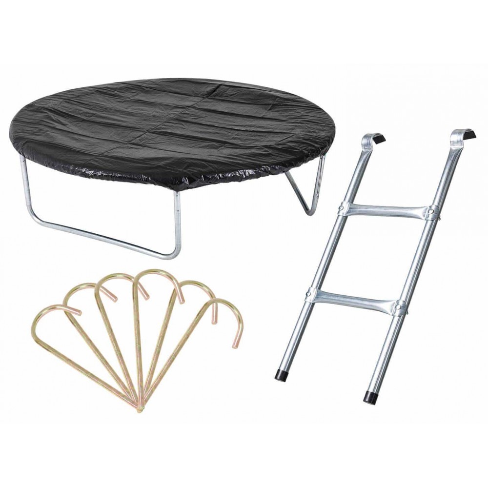 Батут Hop-Sport Blue 305 см на 3 опорах з зовнішньою сіткою і драбинкою