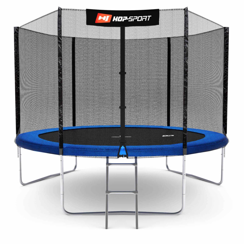 Батут Hop-Sport Blue 305 см на 3 опорах з зовнішньою сіткою і драбинкою