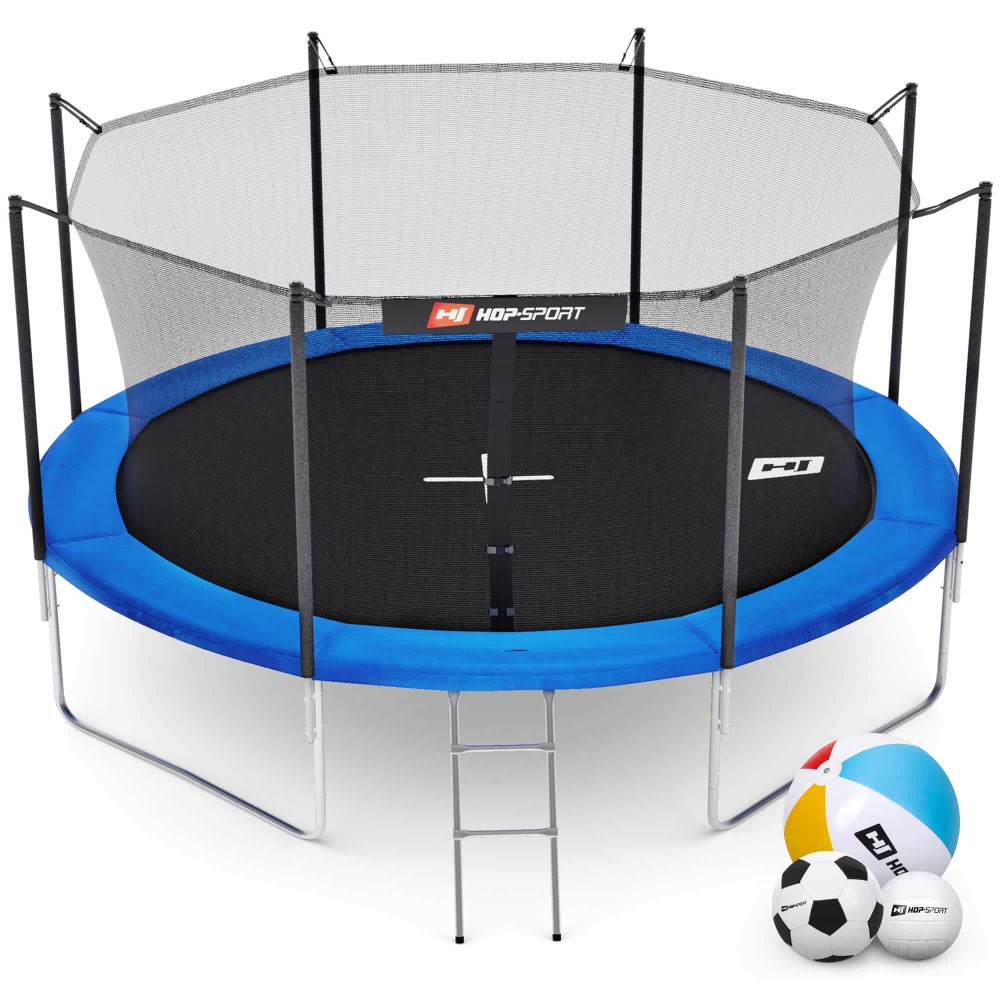 Батут Hop-Sport Blue 366 см з внутрішньою сіткою і драбинкою