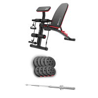 Набор Hop-Sport Premium 39кг со скамьей HS-1035 и штангой