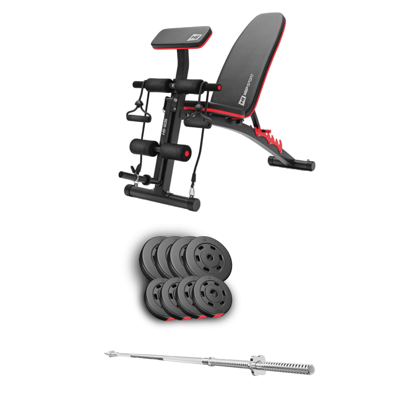 Силовой набор Hop-Sport Premium 39 кг со скамьёй 1035
