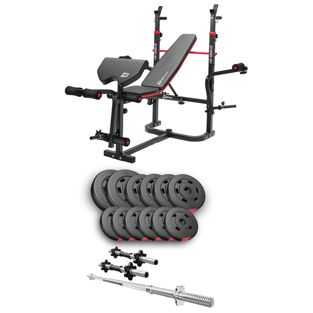 Силовий набір Hop-Sport Premium 38 кг з лавою 1065 PRO та партою Скотта