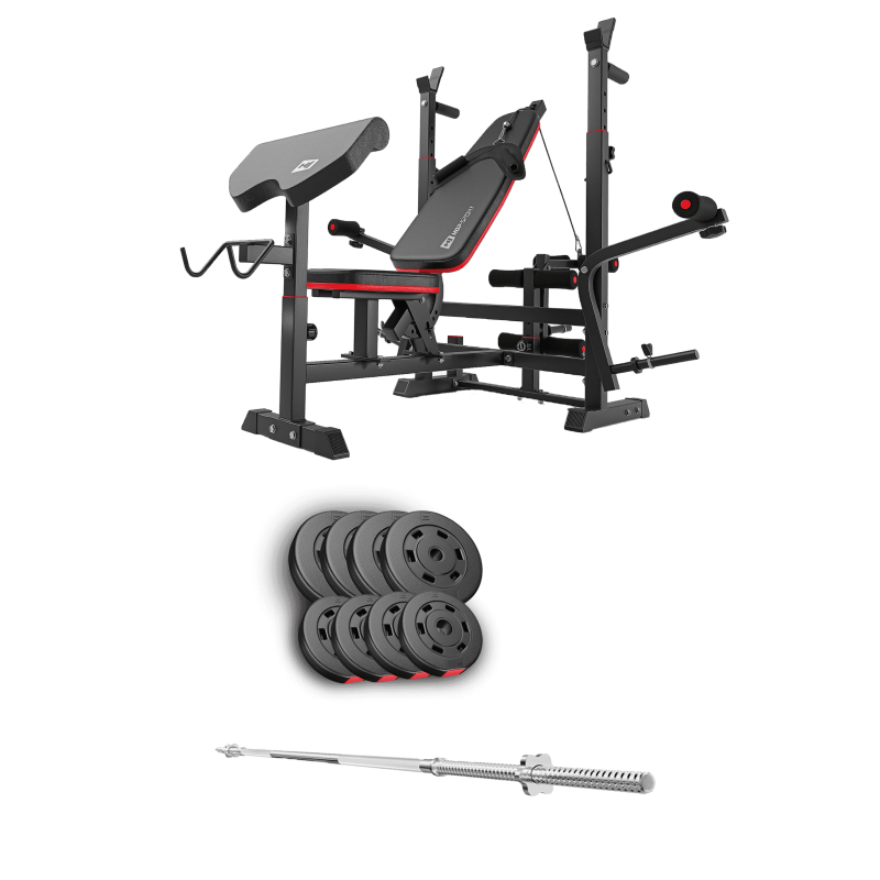 Силовой набор Hop-Sport Premium 39 кг со скамьёй 1075 PRO и партой Скотта