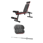 Набор Hop-Sport Premium 39кг со скамьей HS-2040 HB и штангой