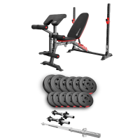 Набор Hop-Sport Premium 38кг со скамьей HS-1095, штангами и гантелями