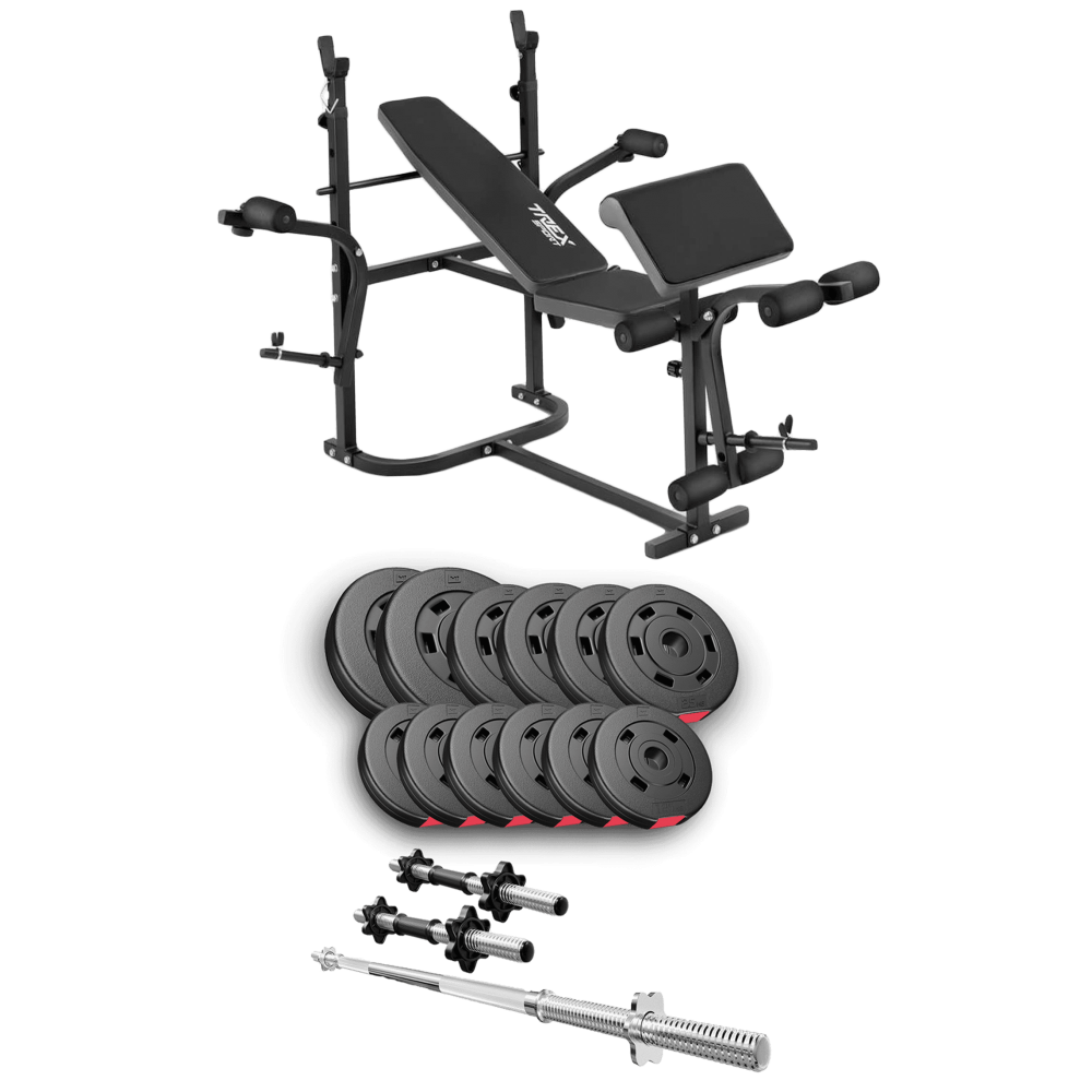 Силовой набор Hop-Sport Premium 38 кг со скамьёй Trex Sport 020