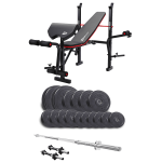 Набор Elitum Titan 68кг со скамьей HS-1055 Pro, штангой и гантелями