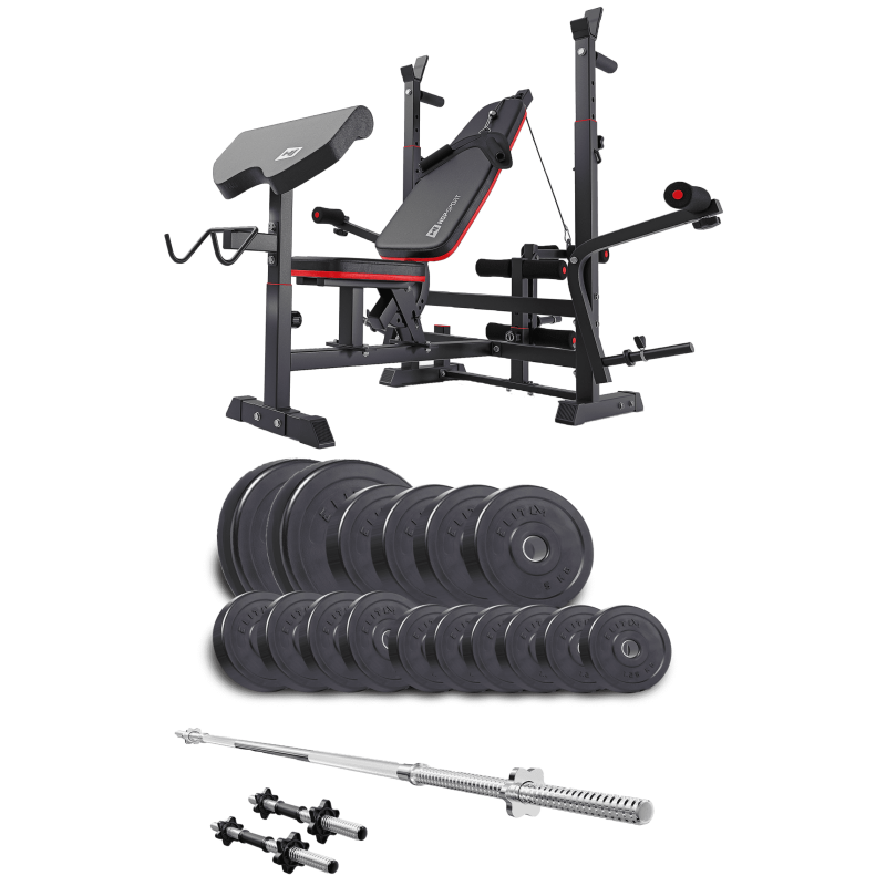 Силовий набір Elitum Titan 68 кг з лавою Hop-Sport 1075 PRO