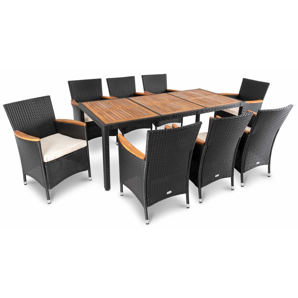 Садові меблі Di Volio VERONA 8+1 чорно-кремові