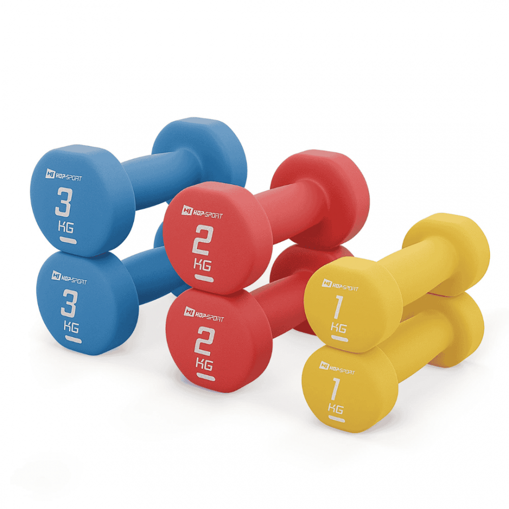 Набір круглих фітнес гантелей HS-V120DRS з підставкою 12 кг