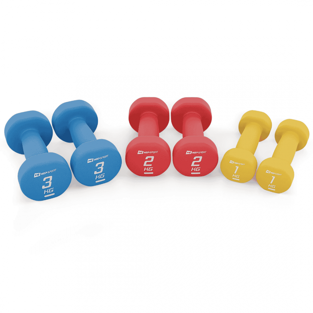 Набір круглих фітнес гантелей HS-V120DRS з підставкою 12 кг