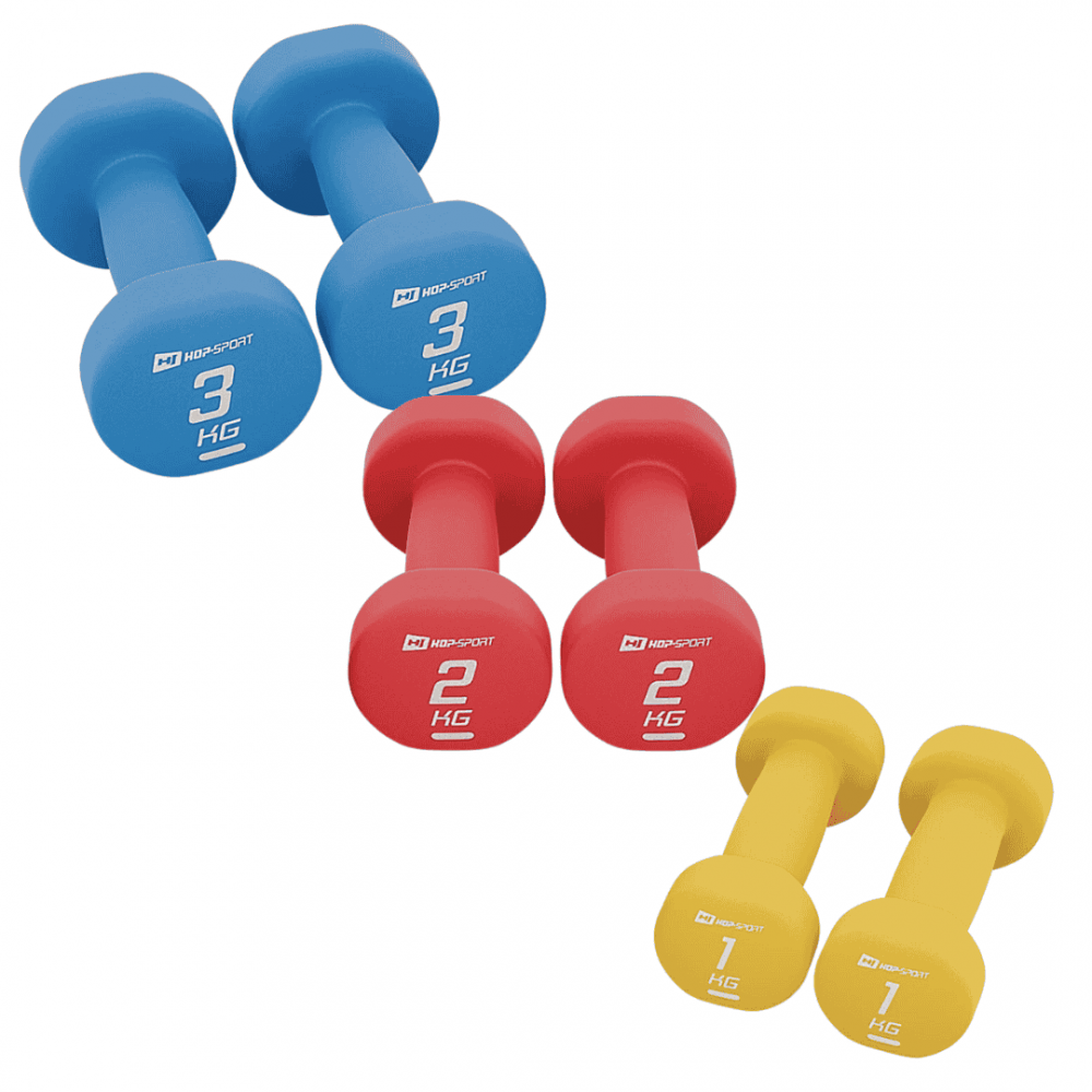 Набір круглих фітнес гантелей HS-V120DRS з підставкою 12 кг