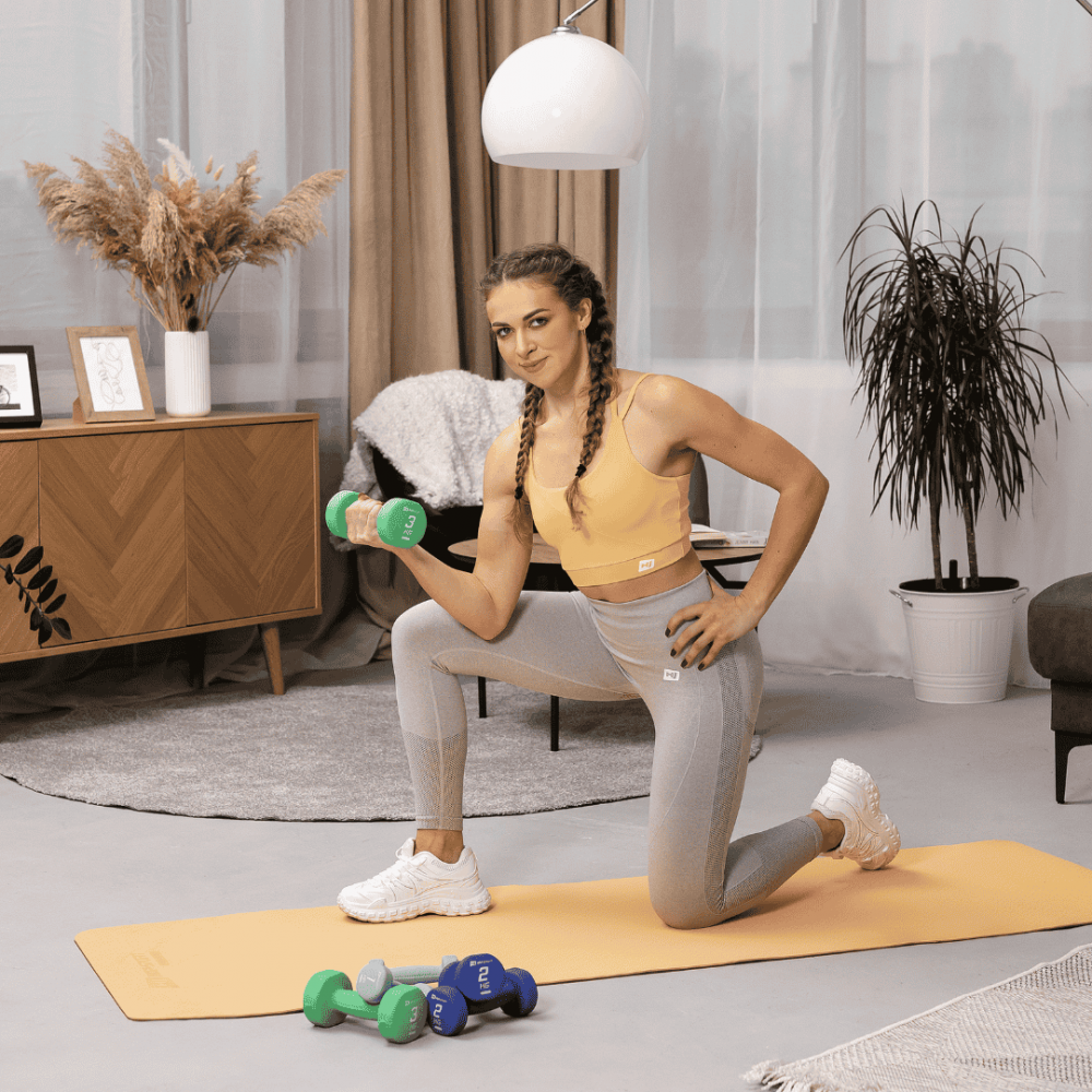 Набір круглих фітнес гантелей HS-V121DRS з підставкою 12 кг