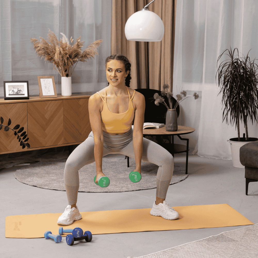 Набір круглих фітнес гантелей HS-V121DRS з підставкою 12 кг