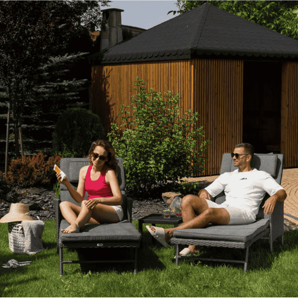 Садовый шезлонг Di Volio Breso из ротанга серый