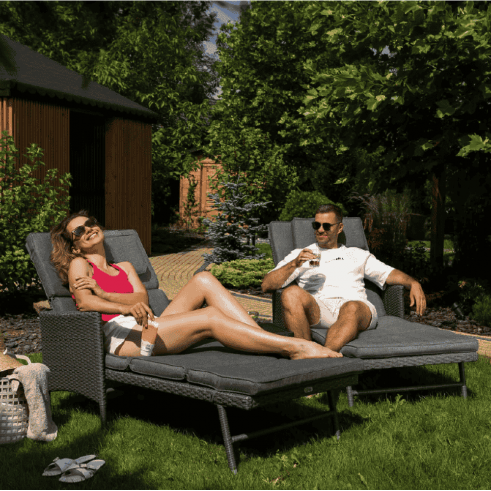 Садовый шезлонг Di Volio Breso из ротанга серый