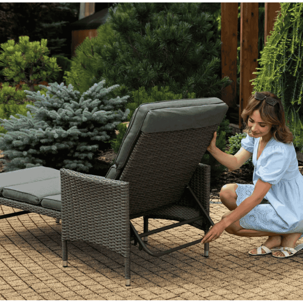 Садовый шезлонг Di Volio Breso из ротанга серый