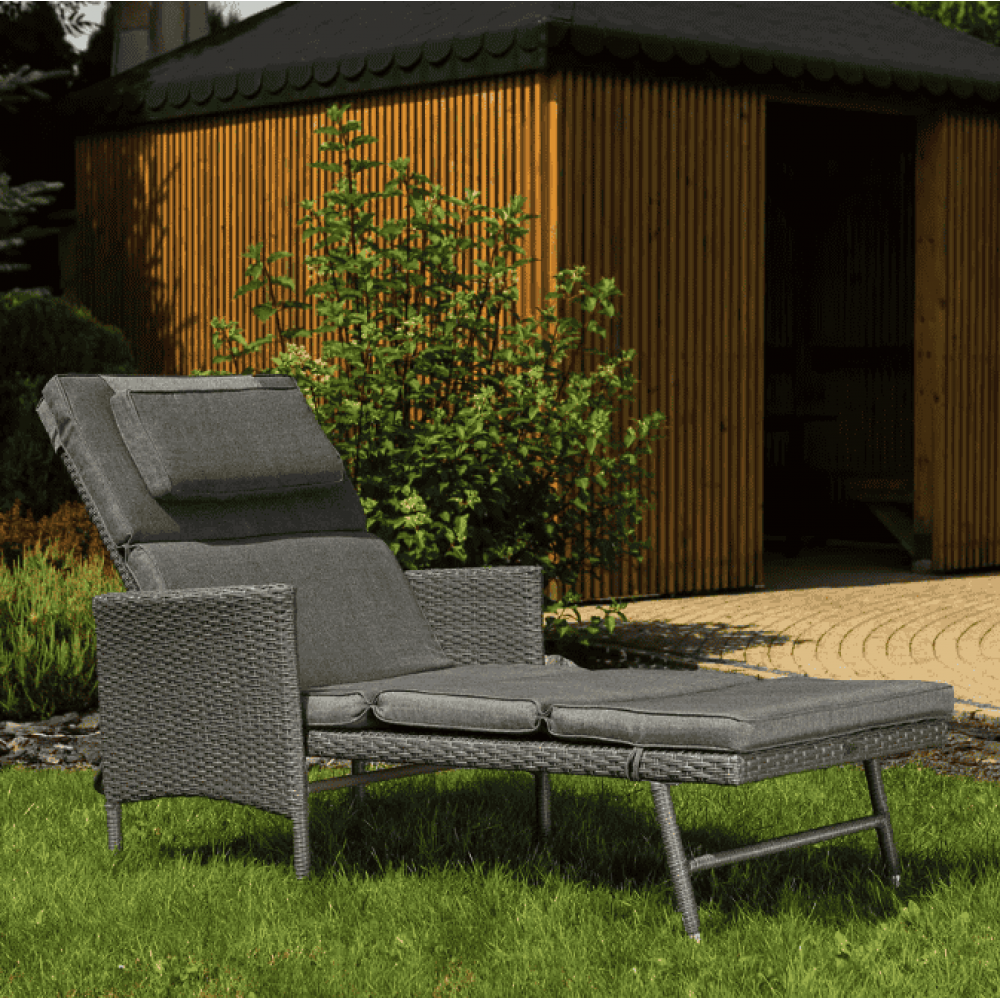 Садовый шезлонг Di Volio Breso из ротанга серый