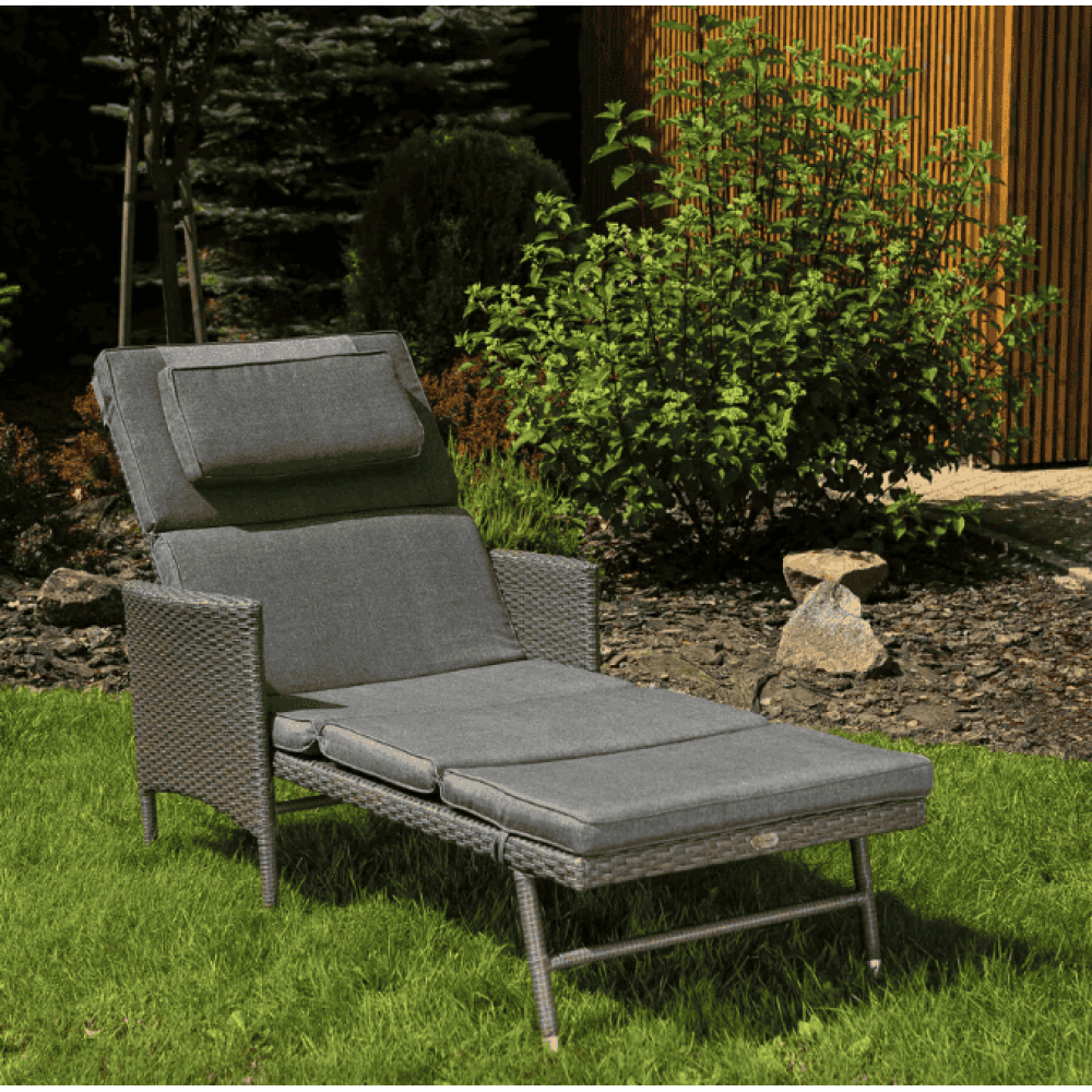 Садовый шезлонг Di Volio Breso из ротанга серый