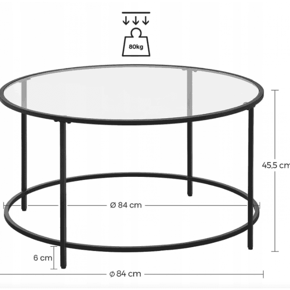 Журнальный столик Leobert Oskar круглый со стеклянной столешницей