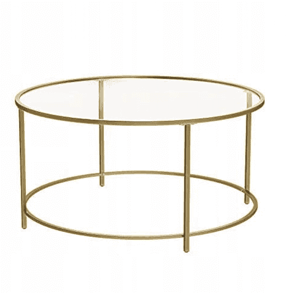 Журнальный столик Leobert Oskar круглый с стеклянной столешницей золото