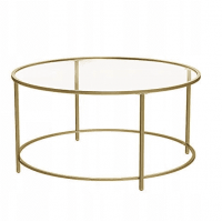 Журнальний столик Leobert Oskar круглий з скляною стільницею золото