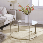 Журнальный столик Leobert Oskar круглый с стеклянной столешницей золото