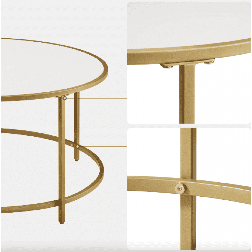 Журнальний столик Leobert Oskar круглий із мармуровою стільницею золото