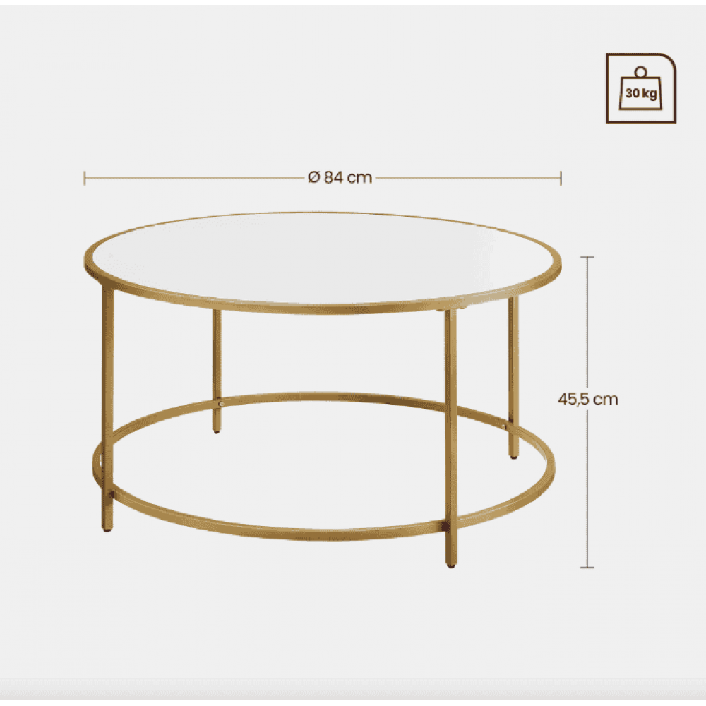 Журнальний столик Leobert Oskar круглий із мармуровою стільницею золото