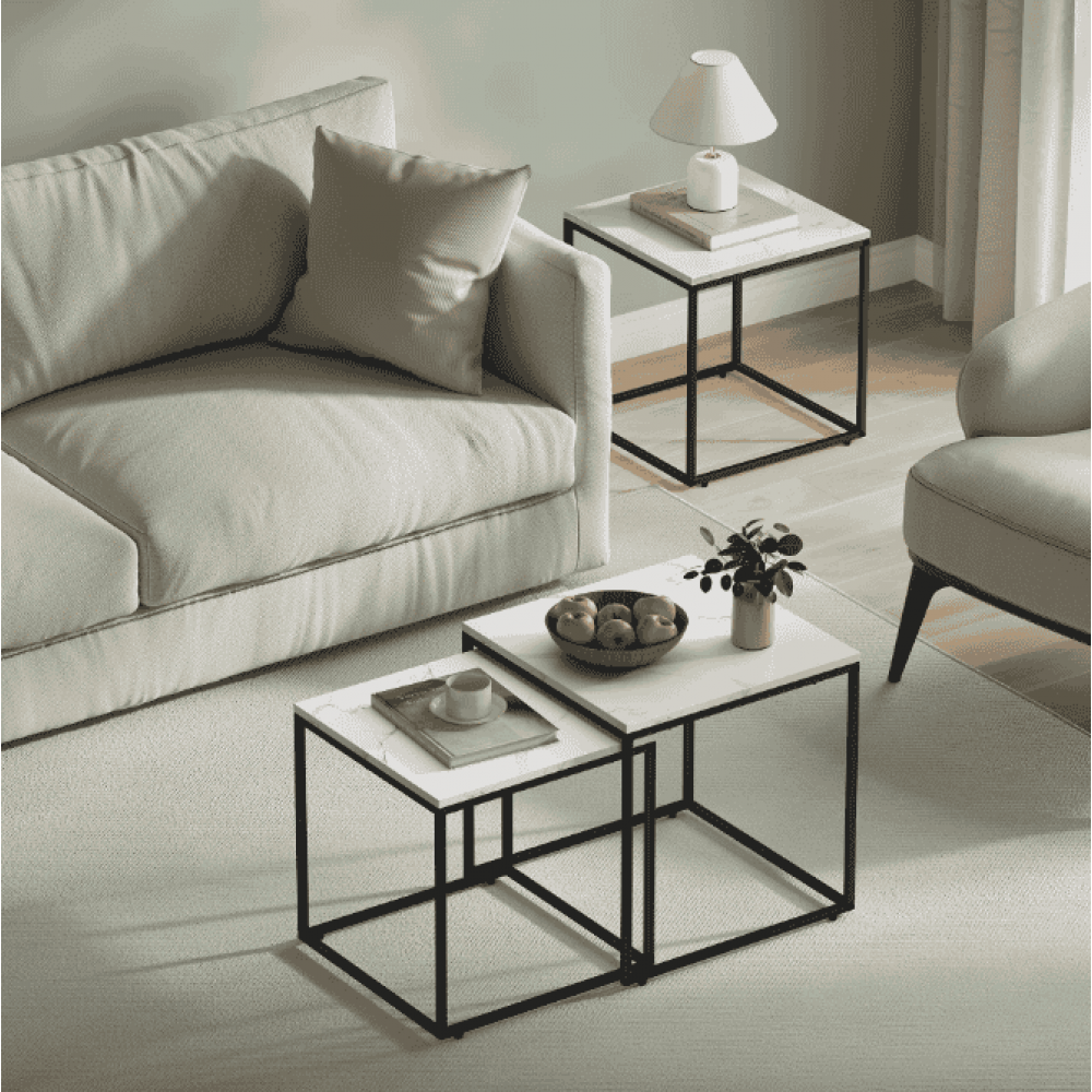 Комплект журнальных столиков Leobert Nika квадратные мраморные