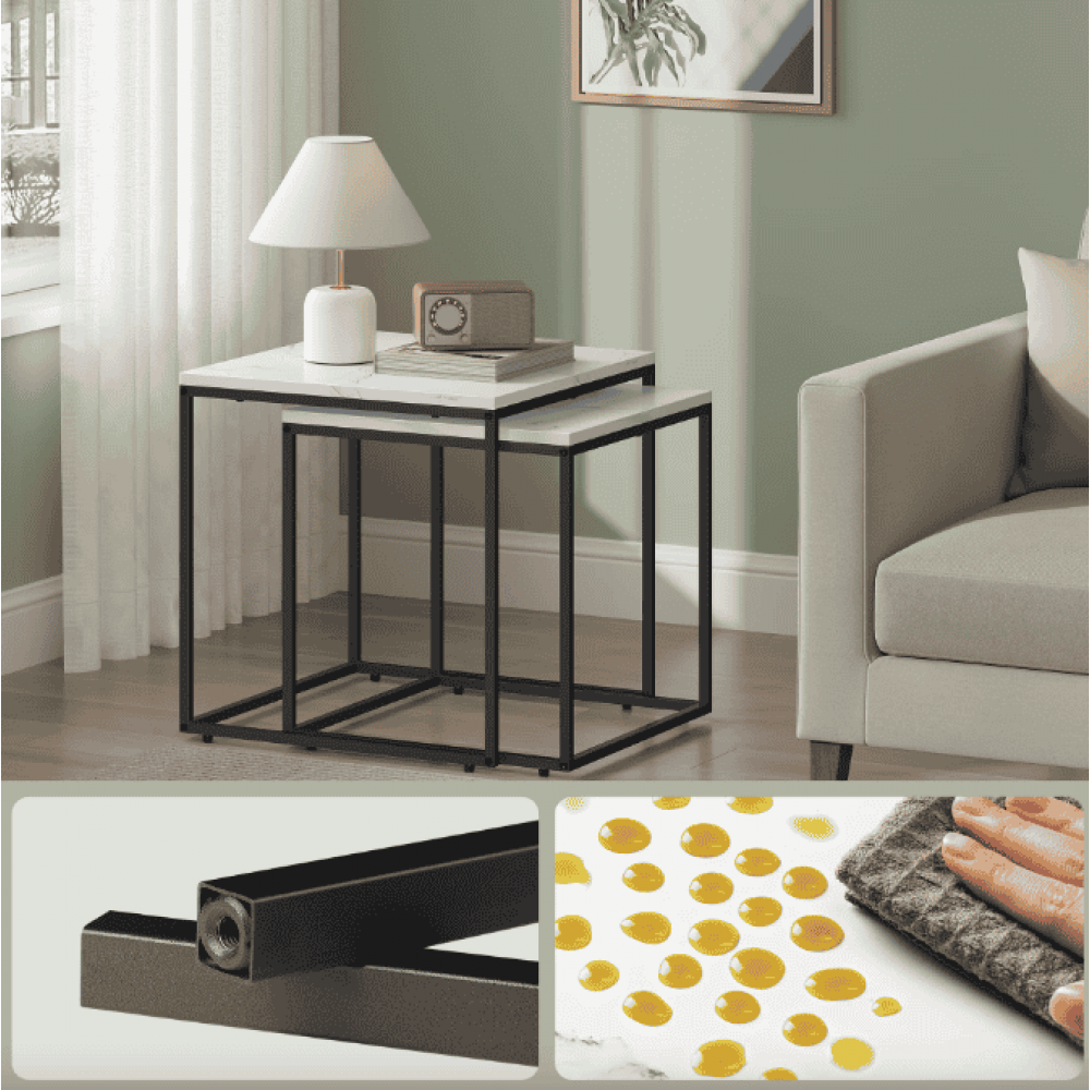 Комплект журнальных столиков Leobert Nika квадратные мраморные