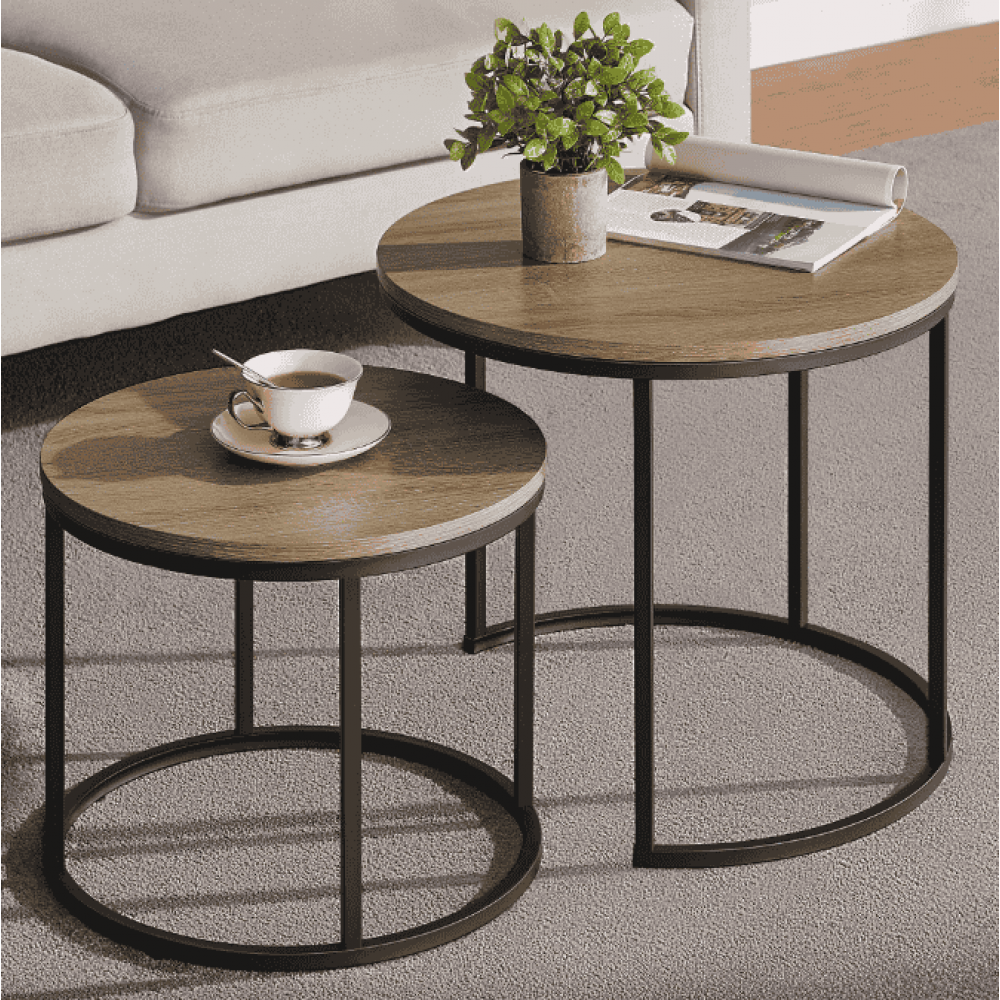 Комплект журнальных столиков Leobert Oreo круглые сонома